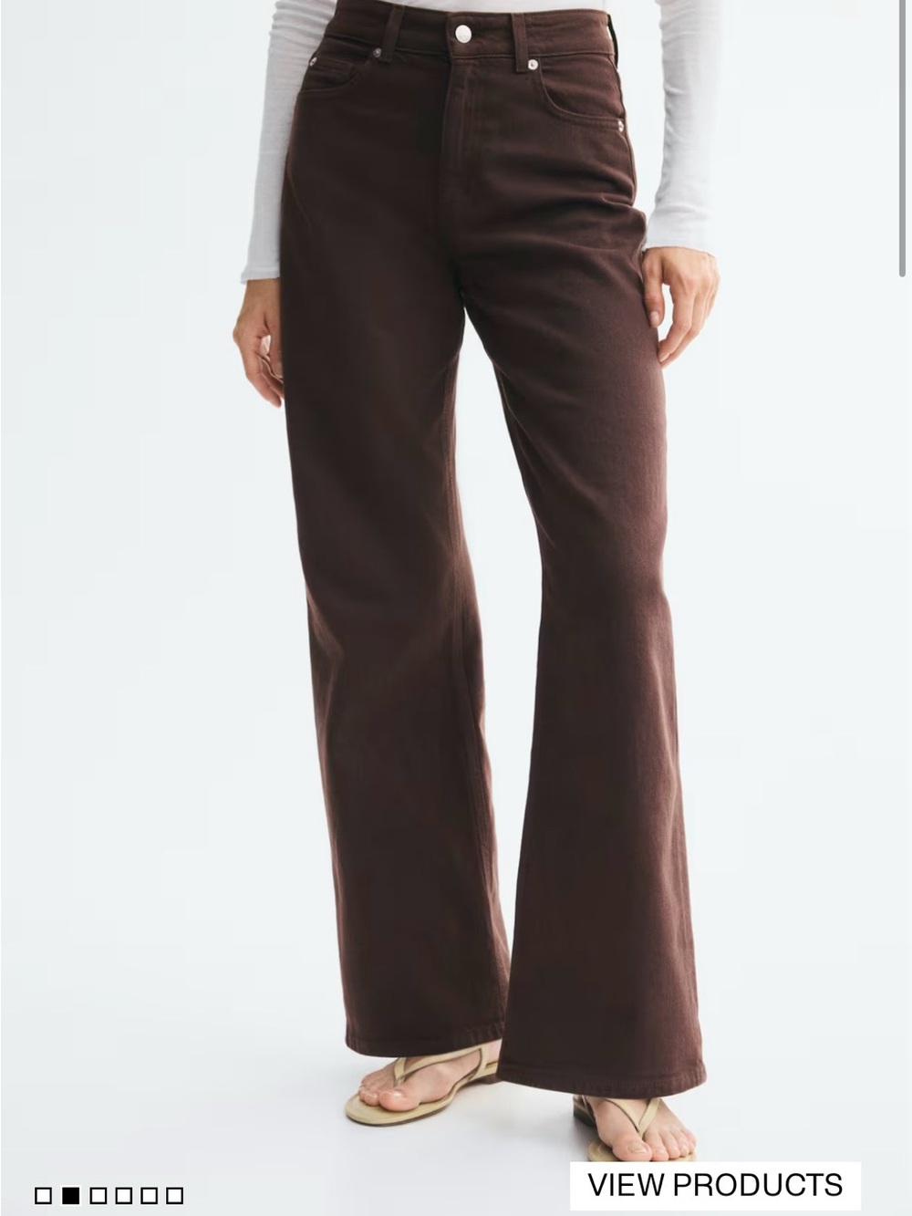 H&M High-Rise Wide-Leg Jeans - Brown